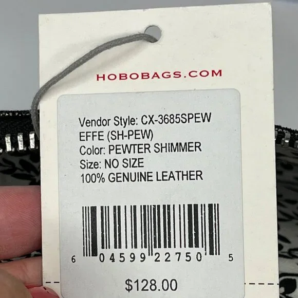 Hobo Effe Pewter Shimmer Leather Clutch With Floral Lining & Zipper Closure $128 - Picture 6 of 7